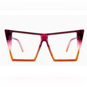 Oversized fashion eyeglass frames - pink and orange